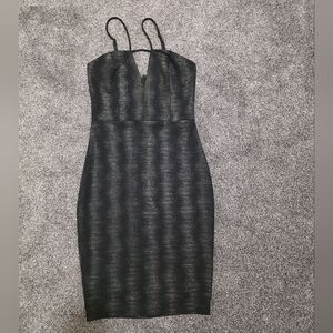 Guess Black And Gold Bodycon Dress